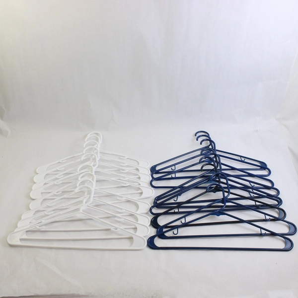 Lot of 18 Plastic Clothes Hangers in Blue and White