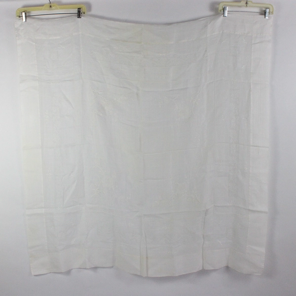 Embroidered Plain White Square Tea Tablecloth 50" Flawed