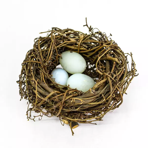 Bird Nest with Glass Eggs Easter Table or Shelf Decoration
