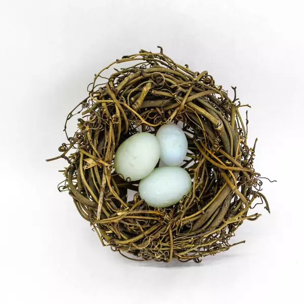 Bird Nest with Glass Eggs Easter Table or Shelf Decoration