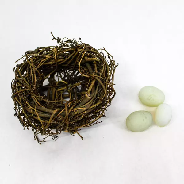 Bird Nest with Glass Eggs Easter Table or Shelf Decoration