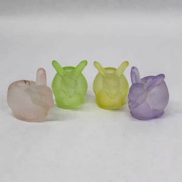 Set Of 4 Celebrations Frosted Glass Rabbit Taper Candle Holders Easter
