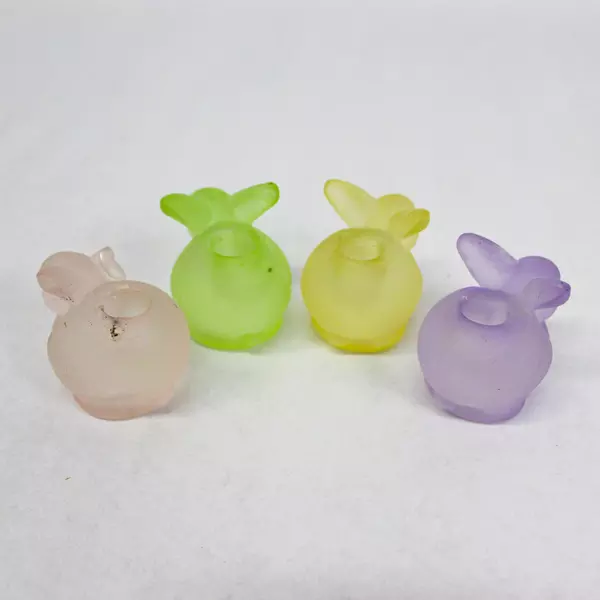 Set Of 4 Celebrations Frosted Glass Rabbit Taper Candle Holders Easter