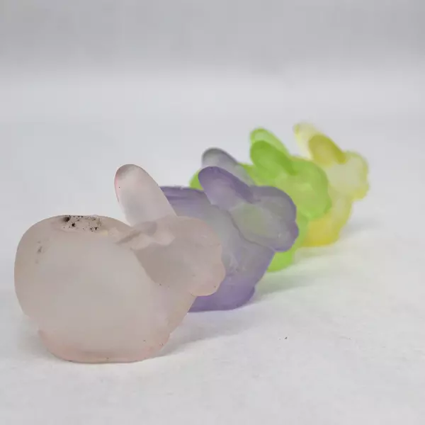 Set Of 4 Celebrations Frosted Glass Rabbit Taper Candle Holders Easter