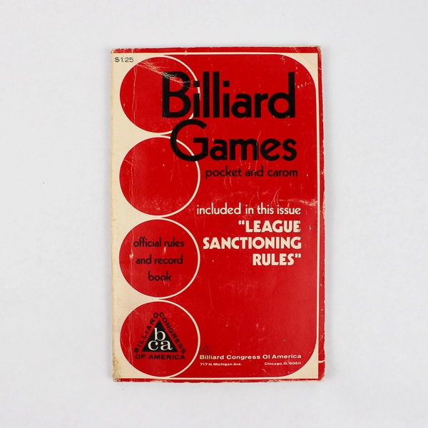Vintage Billiard Games Official Rule Book from Billiard Congress of America 1971
