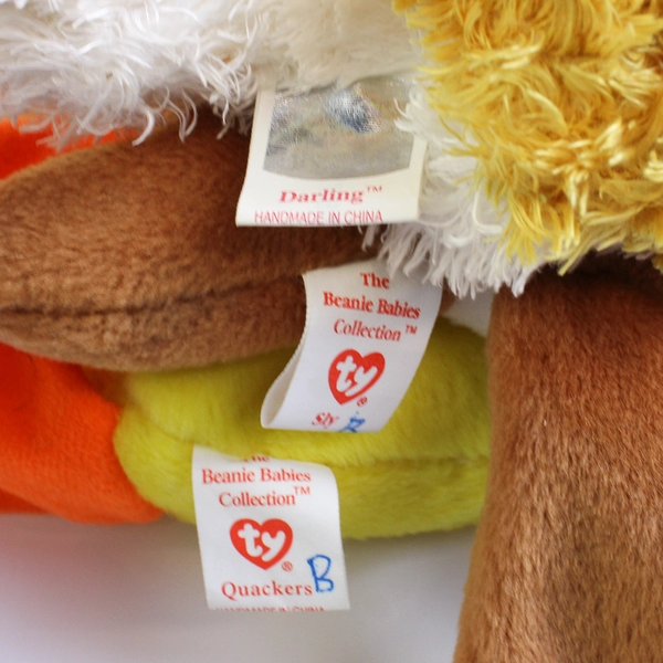 Lot of 3 Ty Beanie Babies Quackers Duck Sly Fox and Darling Dog