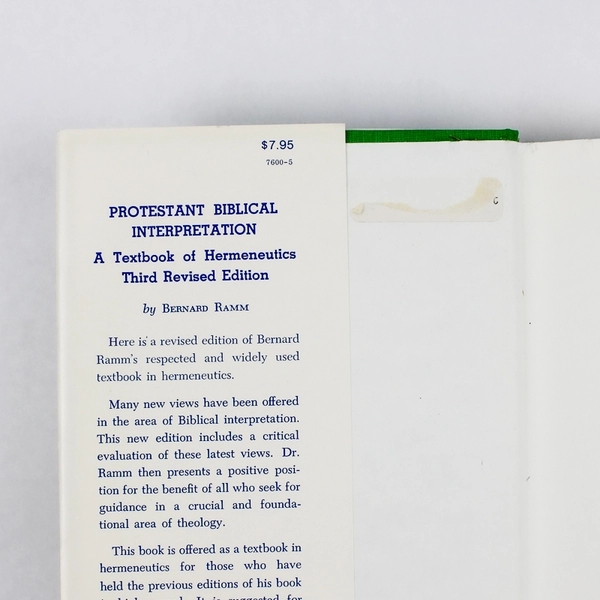 Protestant Biblical Interpretation by Bernard Ramm 1979 Hardcover DJ Revised