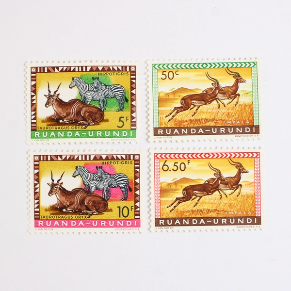 Lot of 12 Vintage Ruanda Urundi Mint NH Stamps African Animal Designs