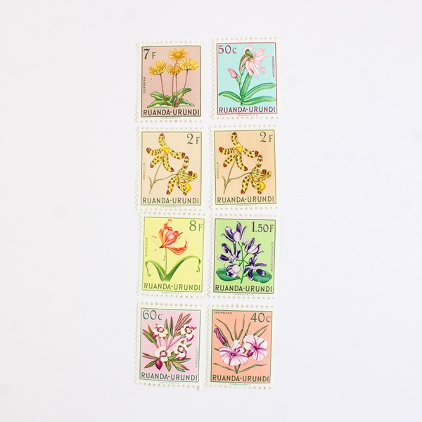 Lot of 21 Vintage Ruanda Urundi Mint NH Stamps Botanical Designs