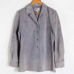 Style & Co. Collection Leather Gray Blazer Women's Jacket Button Up Size M