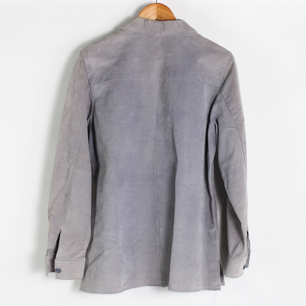 Style & Co. Collection Leather Gray Blazer Women's Jacket Button Up Size M