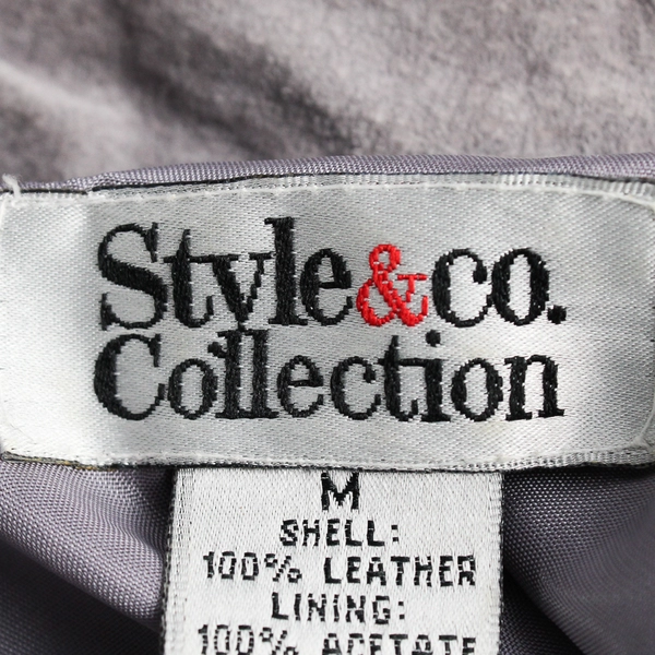 Style & Co. Collection Leather Gray Blazer Women's Jacket Button Up Size M