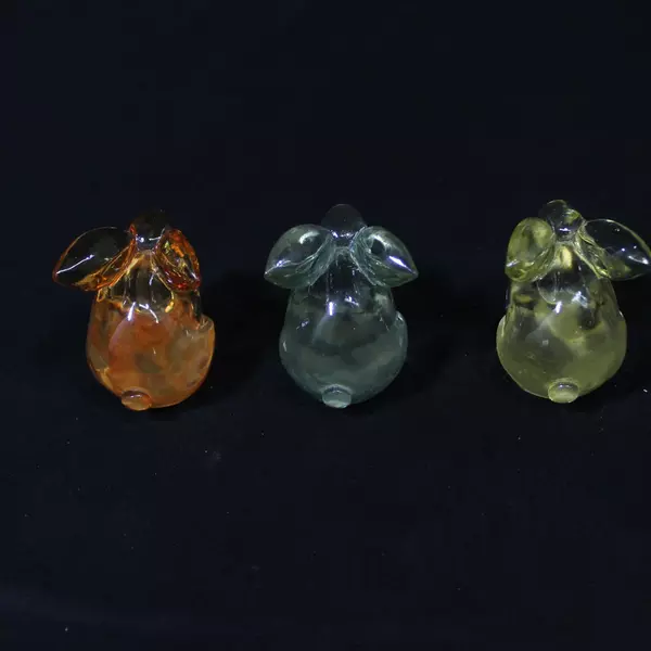 Lot of 3 Acrylic Easter Rabbit Figurines 2 Inch Orange Green Yellow