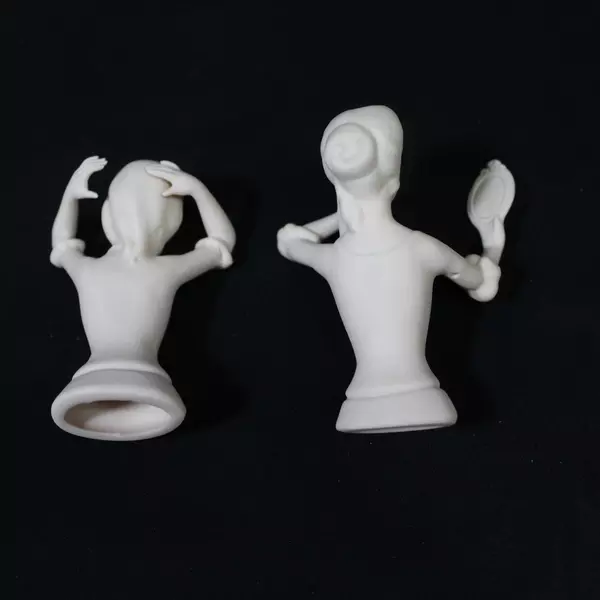 Lot of 2 Victorian Lady Porcelain Doll Busts Unpainted