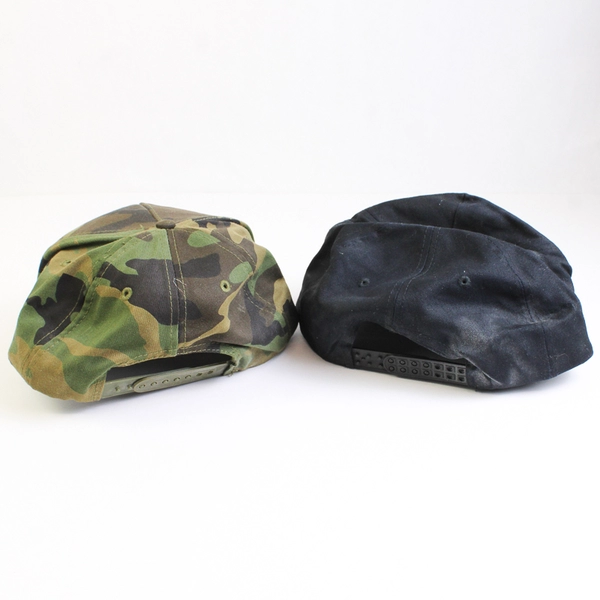 Lot of 2 BASA Snap Back Hats Camo & Black Bay Area Sports One Size