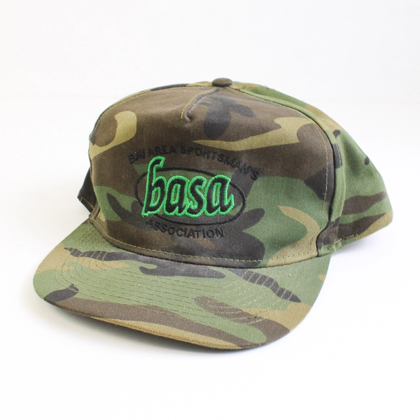 Lot of 2 BASA Snap Back Hats Camo & Black Bay Area Sports One Size