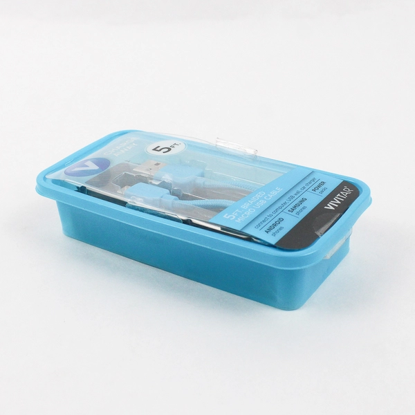 Vivitar Blue Braided Micro USB Cable White/Gray 5ft Android New