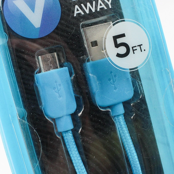 Vivitar Blue Braided Micro USB Cable White/Gray 5ft Android New
