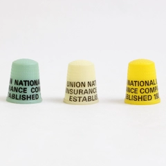 3 Advertising Thimbles Union National Life Insurance Company Blue Yellow White