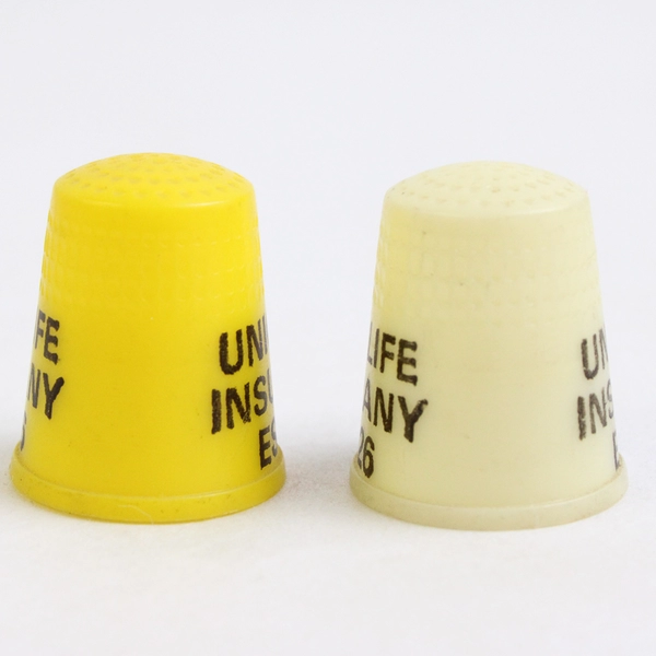 3 Advertising Thimbles Union National Life Insurance Company Blue Yellow White