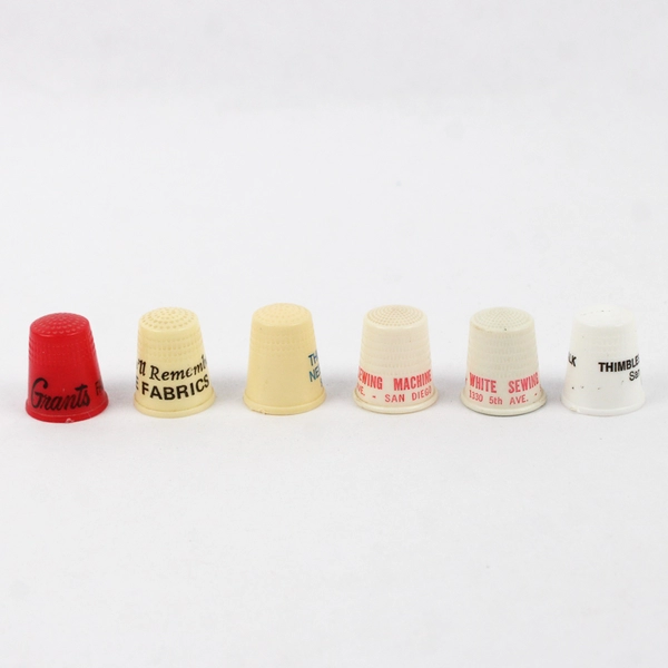 6 Plastic Advertising Thimbles Sewing and Fabric Centers Southern California