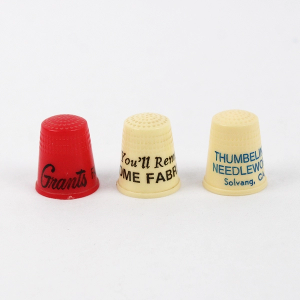 6 Plastic Advertising Thimbles Sewing and Fabric Centers Southern California