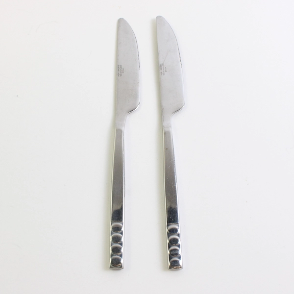 Lot of 2 Dinner Knives 9" Pier 1 Imports Portfolio 18/8 Stainless Steel Circles