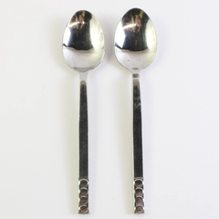 Lot of 2 Pier 1 Imports Place Oval Spoons 8" Portfolio 18/8 Stainless Circles