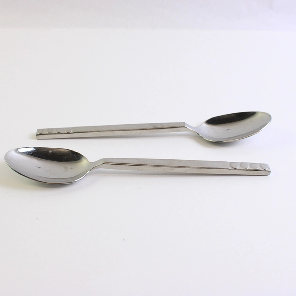 Lot of 2 Pier 1 Imports Place Oval Spoons 8" Portfolio 18/8 Stainless Circles