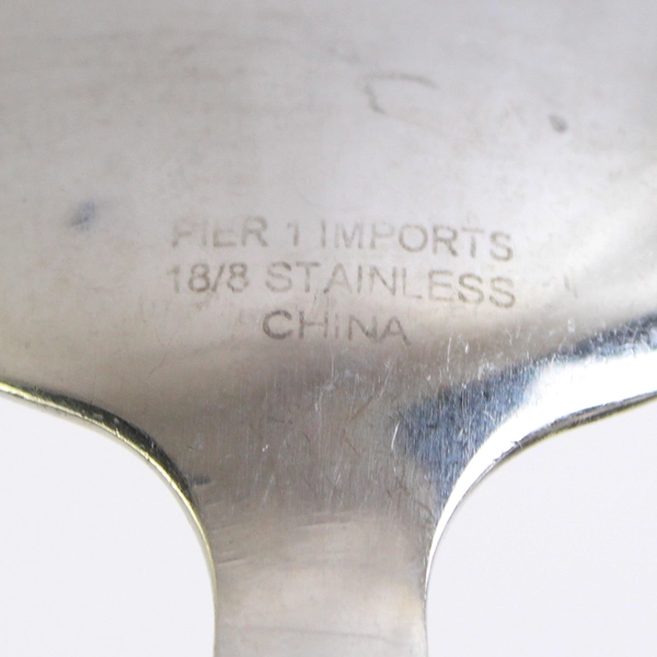 Lot of 2 Pier 1 Imports Place Oval Spoons 8" Portfolio 18/8 Stainless Circles