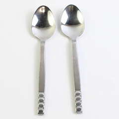 Lot of 2 Teaspoons 7" Pier 1 Imports Portfolio 18/8 Stainless Steel Circles