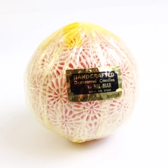 Hel-Mar Handcrafted Decorative Candle Sphere/Round Pink/White Lemon Scented