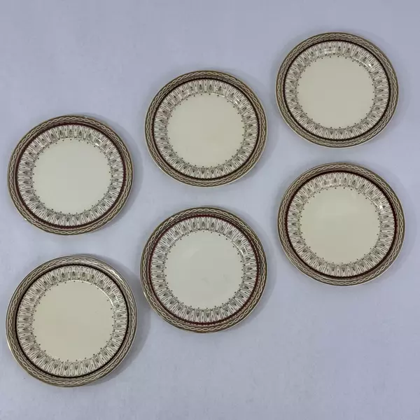 Set of 6 Wood and Sons Pall Mall Bread Plates Red Band 6 Inch