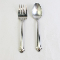 Lot of 2 Pfaltzgraff Meridian Serving Utensils, Fork Solid Spoon 18/0 Stainless