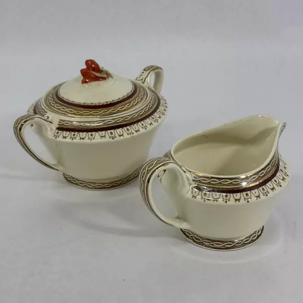 Wood & Sons Pall Mall Red Band Creamer And Sugar Bowl