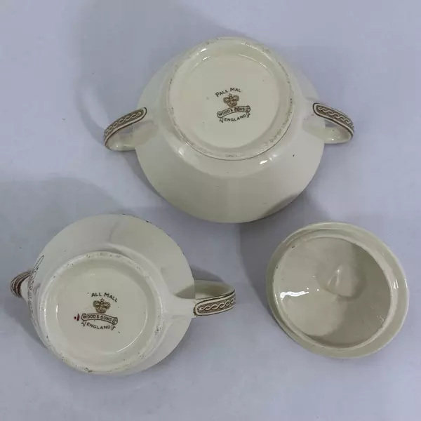 Wood & Sons Pall Mall Red Band Creamer And Sugar Bowl