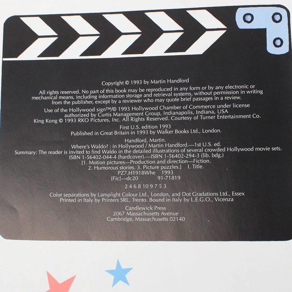 Where's Waldo? in Hollywood by Martin Handford 1993 Hardcover 1st US Edition