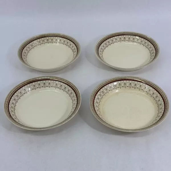 Set of 4 Wood And Sons Pall Mall Red Band Cereal Bowls 7.5 Inch