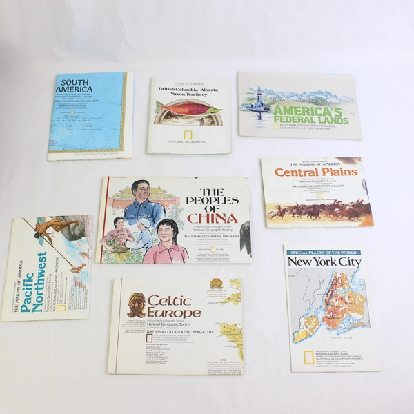 Lot of 8 Vintage National Geographic Maps 1972-1990 Collectible Maps