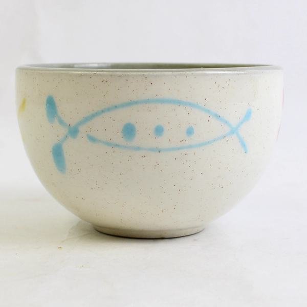 Small Unbranded Round Ceramic Bowl Green White Simple 2.5" Tall