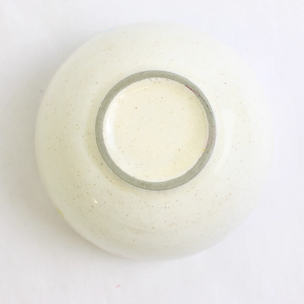 Small Unbranded Round Ceramic Bowl Green White Simple 2.5" Tall