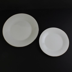 Noritake Reina Dinner Plate and Salad Plate White Floral Platinum Rim 6450Q