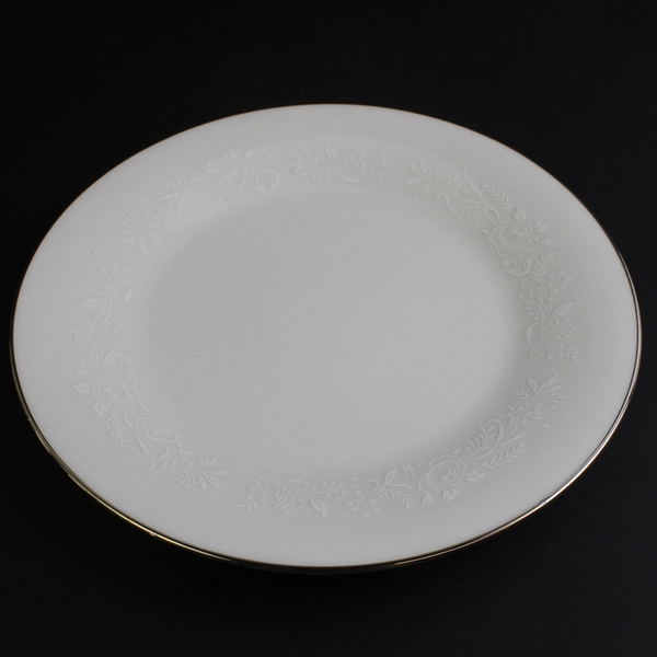 Noritake Reina Dinner Plate and Salad Plate White Floral Platinum Rim 6450Q