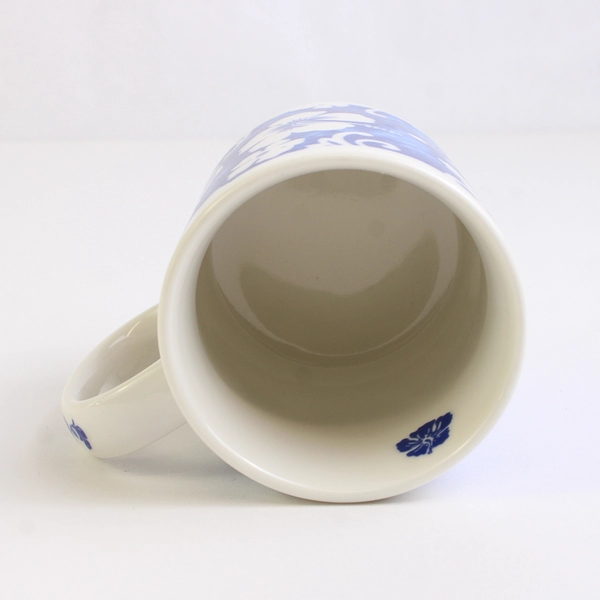Blue Hibiscus On White Ceramic Coffee Mug Designed in Hawaii 4" Tall