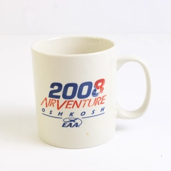 Airventure Oshkosh Printed White Ceramic Mug 2008 EAA 3.5" Tall