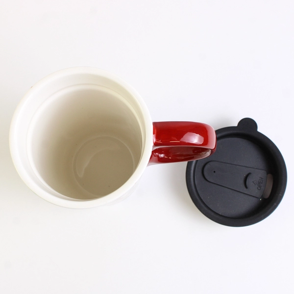 Topadorn Ceramic Coffee Mug Bird Cardinal Winter With Lid 6.5" Tall