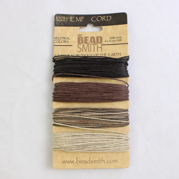 Lot of 2 Beading Cords Waxed Cotton Hemp Natural Blue Green 20 Yards 20 lbs