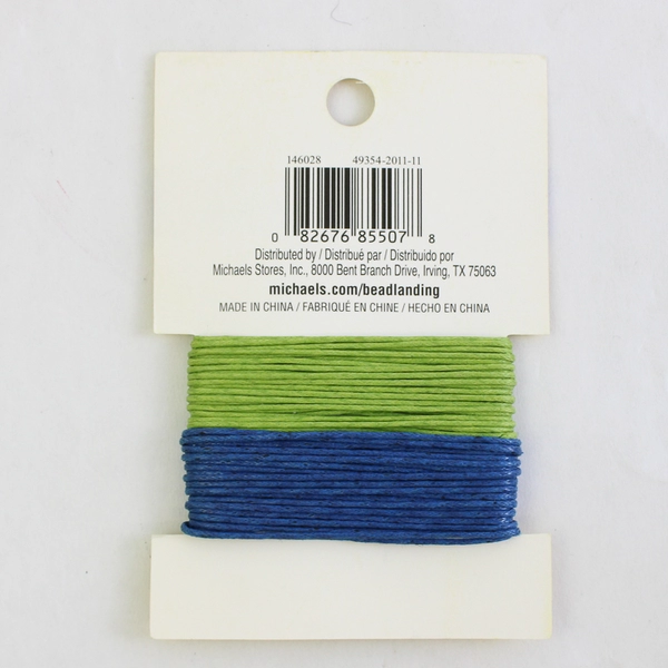 Lot of 2 Beading Cords Waxed Cotton Hemp Natural Blue Green 20 Yards 20 lbs