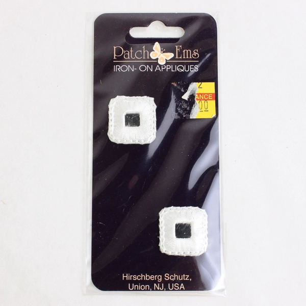 Lot of 3 Patch Ems Iron-On Appliques 0.75" Square White Mirror
