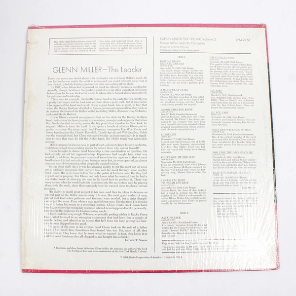 Glenn Miller On The Air Volume 2 Vintage 12" Vinyl Record